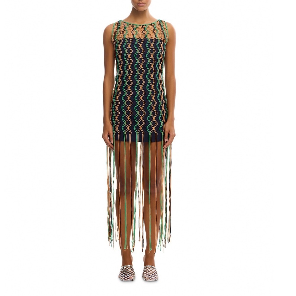 Significant Other Emelia Macrame Dress Swim Cover-Up Kaleidoscope Fringe US 6